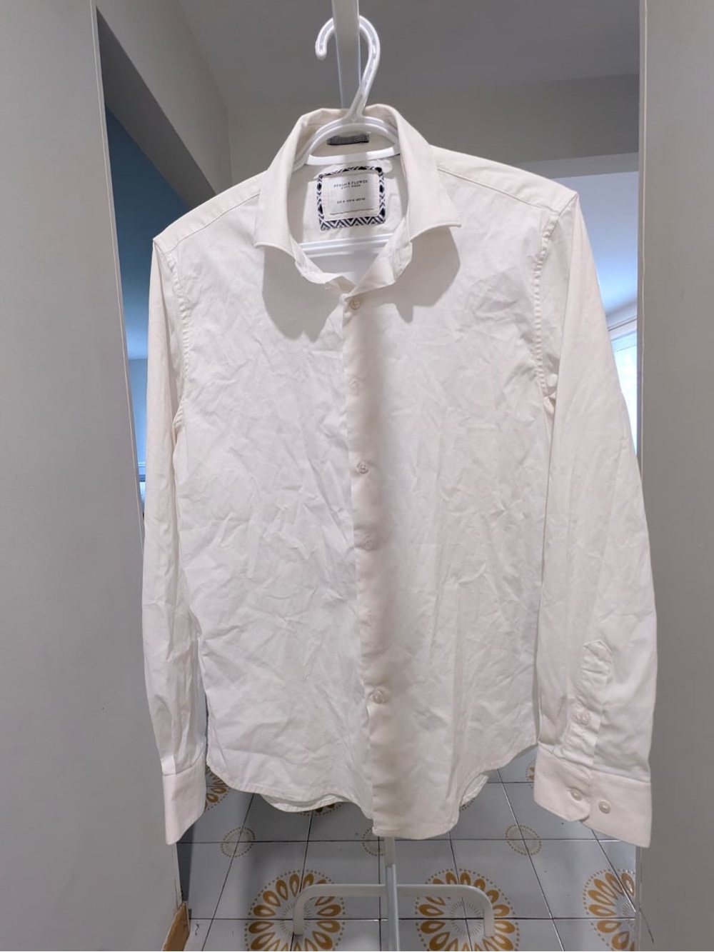 Denim & Flower Men's White Long-Sleeve Dress Shirt